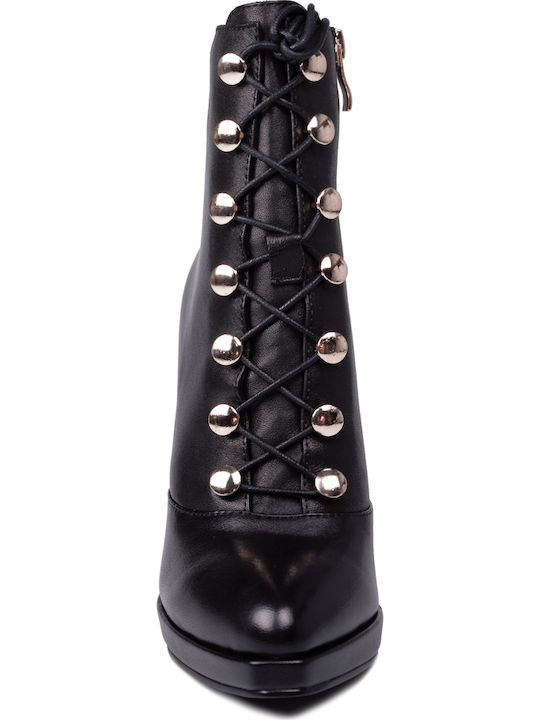 H3095-880 Ghete Dama De Piele Cu Toc Înalt Negre