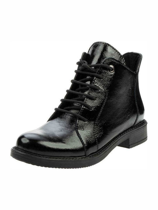 Women's Patent Leather Ankle Boots Black
