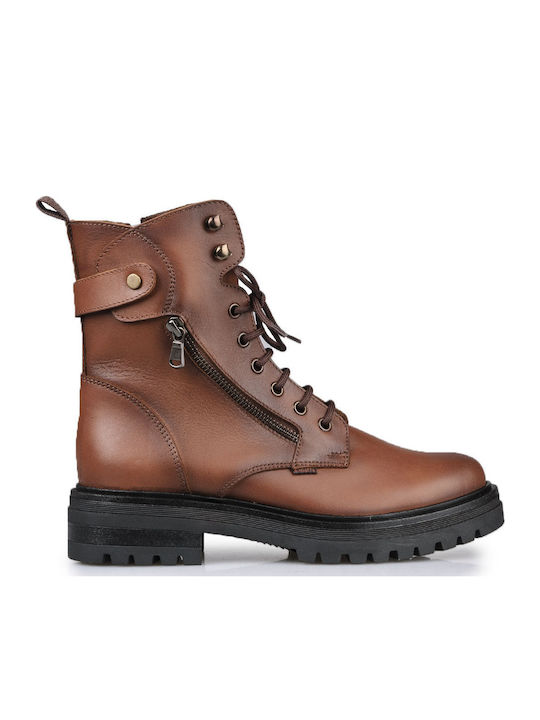 Leather Women's Ankle Boots Tabac Brown