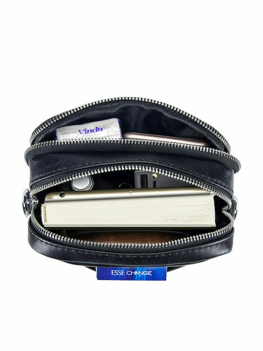 DJB-09 Leather Men's Bag Shoulder / Crossbody Black