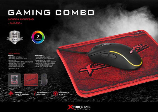 Xtrike Me GMP-290 Gaming Ποντίκι 3600 DPI Μαύρο