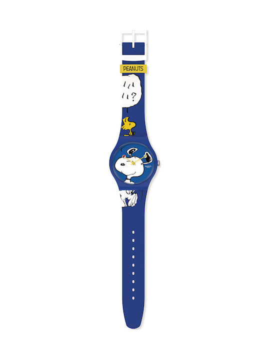 Swatch Hee Hee Hee Rubber Strap Blue 20mm