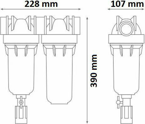 Atlas Filtri Hydra Duo RAH Wasserfiltrationssystem Zentrale Versorgung Durchmesser 3/4'' mit Ersatzfilter RA6096223