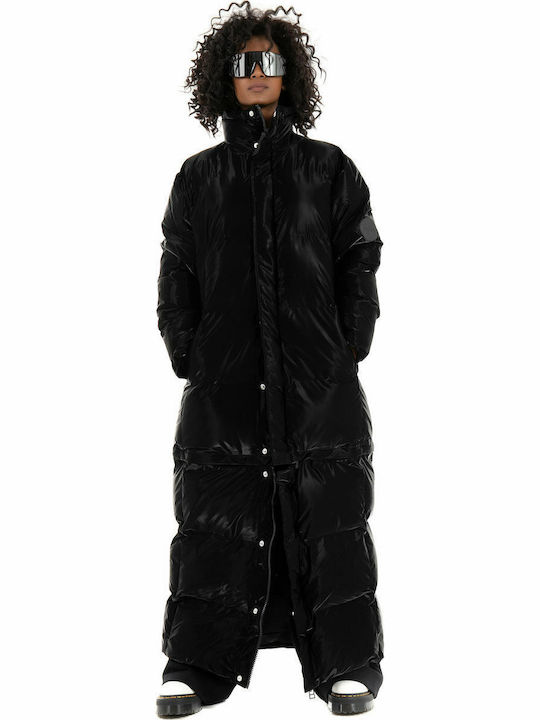 Women's Long Puffer Jacket for Winter Black