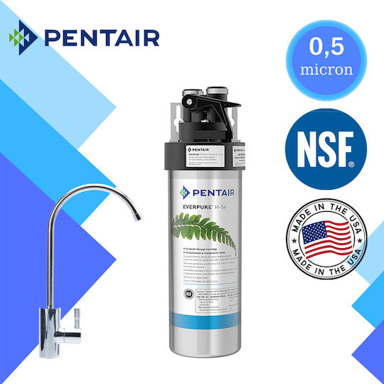 Pentair QL3B Water Filtration System Single Under Sink with Faucet & Replacement Filter Pentair Everpure H-54 0,5μm