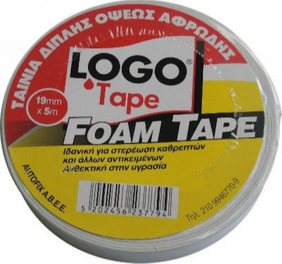 Logo Foam Self-Adhesive Foam Double-Sided Tape White 19mmx10m 1pcs