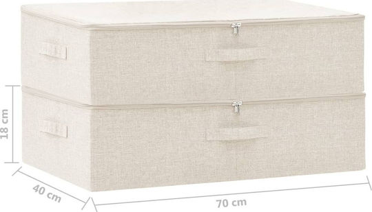 vidaXL Текстил Кутия за съхранение Cream 70x40x18см 2бр