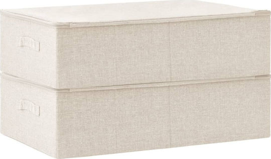 vidaXL Текстил Кутия за съхранение Cream 70x40x18см 2бр