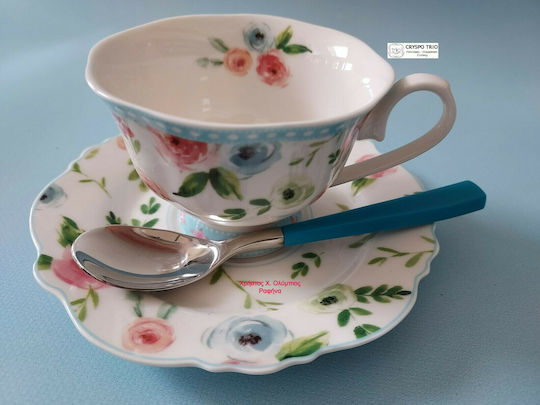 Cryspo Trio Primavera Cup Tea Porcelain Blue 200ml
