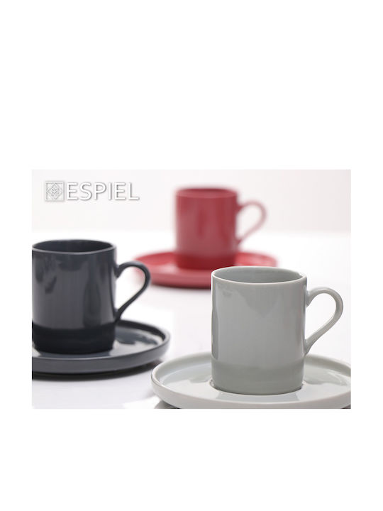 Espiel Essentials Ceramic Espresso Cup Set 100ml Light Grey 6pcs