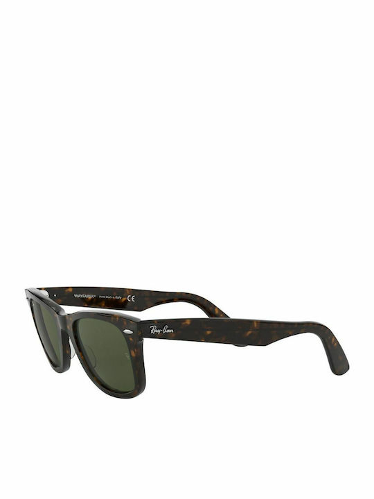 Ray Ban Wayfarer Unisex Sunglasses with Brown Tartaruga Plastic Frame and Green Lens RB2140 902