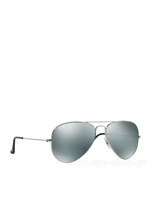 Ray Ban Aviator Unisex Sunglasses with Silver Metal Frame and Silver Mirror Lens RB3025 W3277