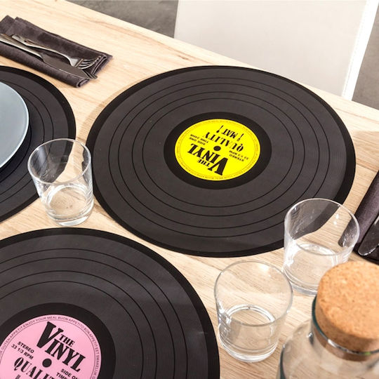 Retro Platzdeckchen Rund Kunststoff Schwarz 39cm 4Stück Retro Platzdeckchen Rund Kunststoff Schwarz 39cm 4Stück