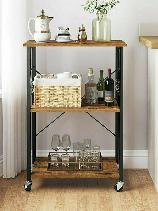 Vasagle Metal Kitchen Trolley 3 Tiers Black 60x40x89cm