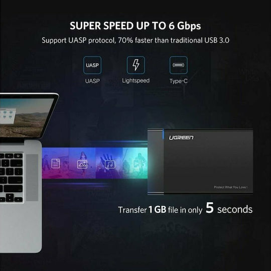 Ugreen Θήκη για Σκληρό Δίσκο 2.5" SATA III με σύνδεση USB 3.1 Type-C