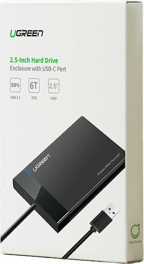 Ugreen Твърд диск кутия 2.5" SATA III с връзка USB 3.0 в Черен цвят