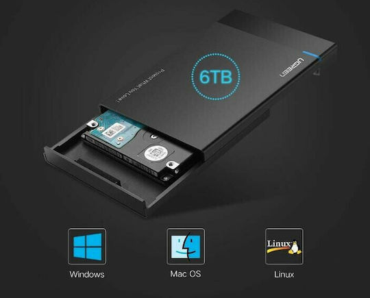 Ugreen Твърд диск кутия 2.5" SATA III с връзка USB 3.0 в Черен цвят