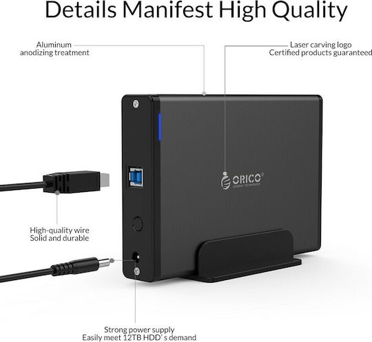 Orico Θήκη για Σκληρό Δίσκο 3.5" SATA III με σύνδεση USB3.0