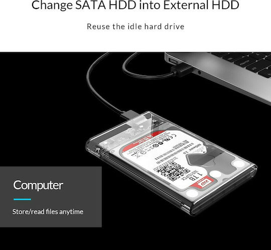Orico Case for Hard Drive 2.5" SATA III with Connection USB 3.1 Transparent