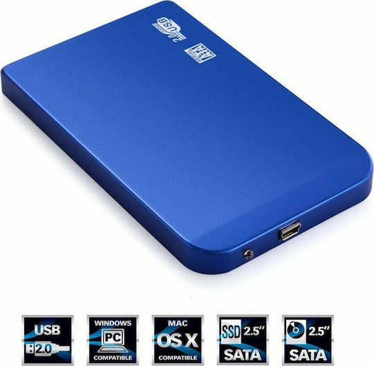 Твърд диск кутия 2.5" SATA III с връзка USB 2.0 в Син цвят