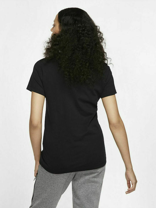 Nike Essential Αθλητικό Γυναικείο T-shirt Μαύρο με Στάμπα