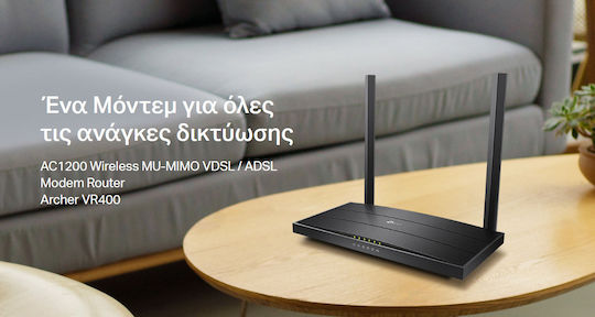 TP-LINK Archer VR400 v3 Wireless VDSL2 Modem Router Wi‑Fi 5 with 4 Gigabit Ports