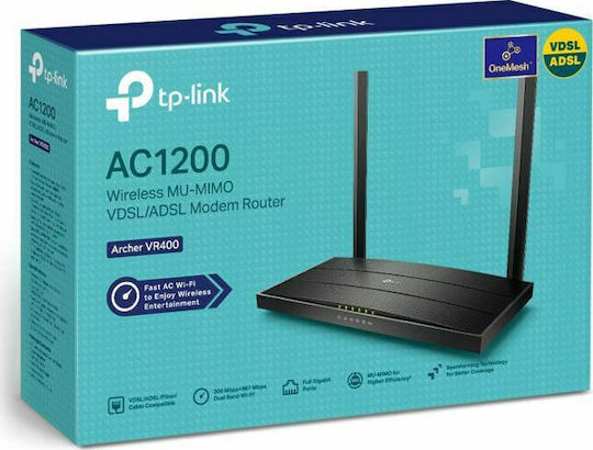 TP-LINK Archer VR400 v3 Wireless VDSL2 Modem Router Wi‑Fi 5 with 4 Gigabit Ports