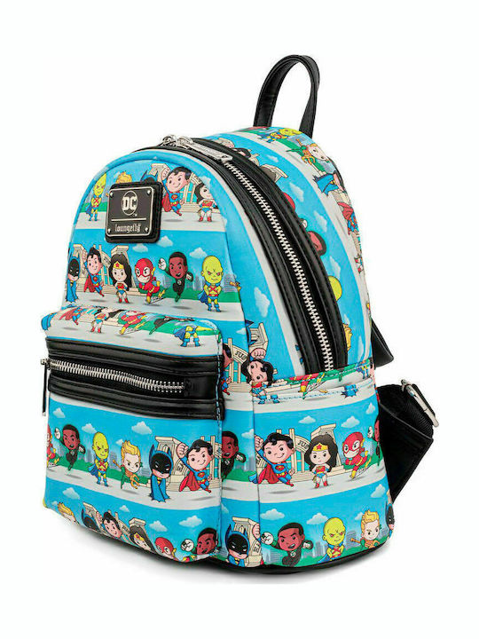 Loungefly Dc Comics Superheroes Παιδική Τσάντα Πλάτης Τιρκουάζ 11x25εκ. DC Comics Superheroes