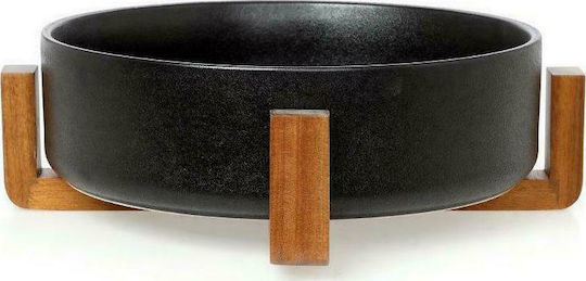 Cryspo Trio Acacia Porcelain Salad Bowl Black 31.5x31.5x8cm 2pcs