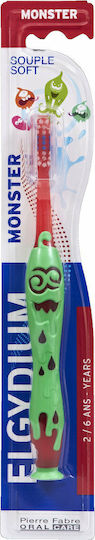 Elgydium Kids Monster Souple Soft Baby Toothbrush For 2+ Years Orange Blue