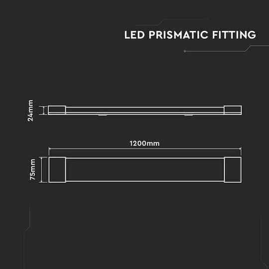 V-TAC Under-Cabinet LED Light 40W Natural White L120xD7.5xH2.4cm