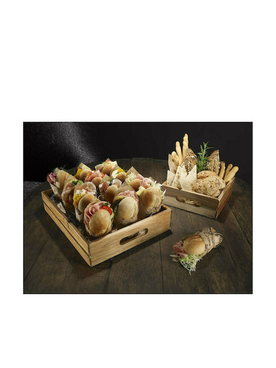 Leone Wooden Rectangular Serving Tray with Handles in Brown Color 32.5x26.5x7cm S5004 1pcs
