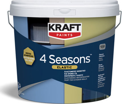 Kraft 4 Seasons Elastic Plastic Anti-Mildew Acrilyc Paint for Exterior Use White 10lt