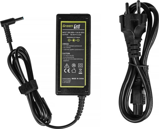 Green Cell Laptop Charger 65W 19.5V 3.33A for HP with Detachable Power Cord