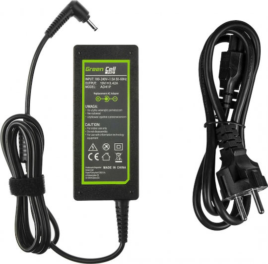 Green Cell Φορτιστής Laptop 65W 19V 3.42A για Asus με Αποσπώμενο Καλώδιο Τροφοδοσίας