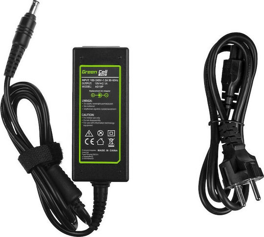 Green Cell Laptop Charger 40W 19V 2.1A for Samsung with Detachable Power Cord