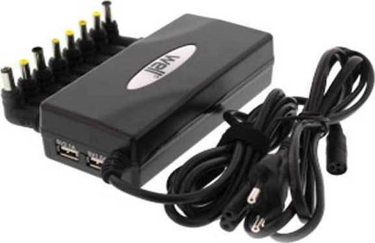 Well Universal Φορτιστής Laptop 90W 19.5V 6.5A με Αποσπώμενο Καλώδιο Τροφοδοσίας και με σετ βυσμάτων
