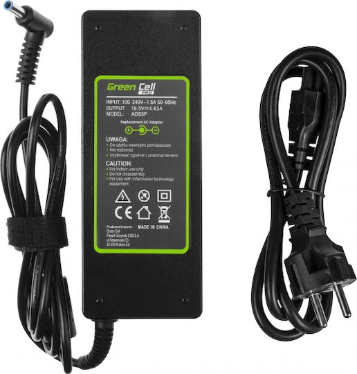 Green Cell Φορτιστής Laptop 90W 19.5V 4.62A για HP με Αποσπώμενο Καλώδιο Τροφοδοσίας