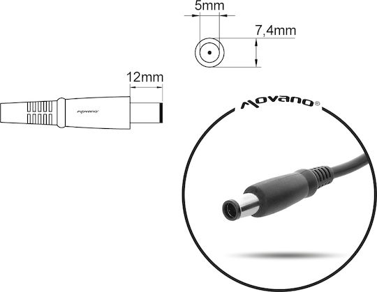 Mitsu Φορτιστής Laptop 65W 18.5V 3.5A για Compaq / HP με Αποσπώμενο Καλώδιο Τροφοδοσίας