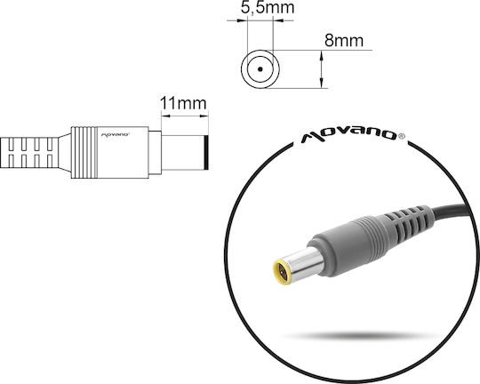 Mitsu Φορτιστής Laptop 65W 20V 3.25A για Lenovo με Αποσπώμενο Καλώδιο Τροφοδοσίας