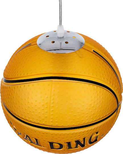 GloboStar Spalding Nba Μονόφωτο Παιδικό Φωτιστικό Κρεμαστό από Γυαλί με Υποδοχή E27 Πορτοκαλί 25x25cm