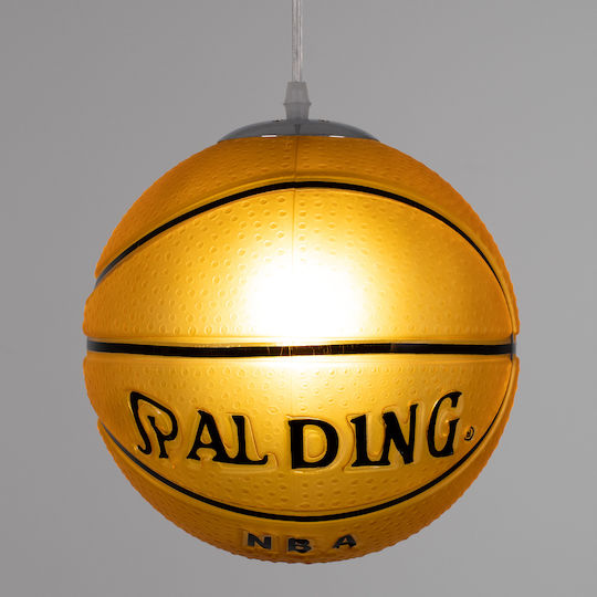 GloboStar Spalding Nba Μονόφωτο Παιδικό Φωτιστικό Κρεμαστό από Γυαλί με Υποδοχή E27 Πορτοκαλί 25x25cm