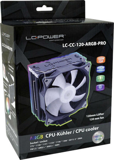 LC-Power LC-CC-120-ARGB-PRO Ψύκτρα Επεξεργαστή για Socket AM4/115x/AM3/AM3+