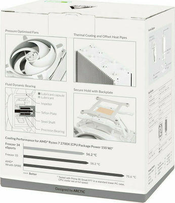 Arctic Freezer 34 eSports CPU Cooling Fan for AM4/115x Socket Grey/White