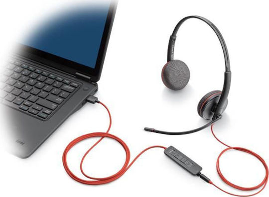 Plantronics Blackwire C3220 На ушите Мултимедийни слушалки с микрофон и връзка USB-A в Черен цвят