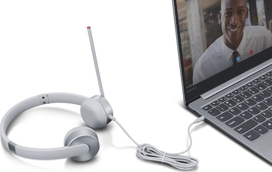 Lenovo 100 Stereo Auf dem Ohr Multimedia-Headsets mit Mikrofon und Verbindung 3,5 mm Klinke in Weiß Farbe