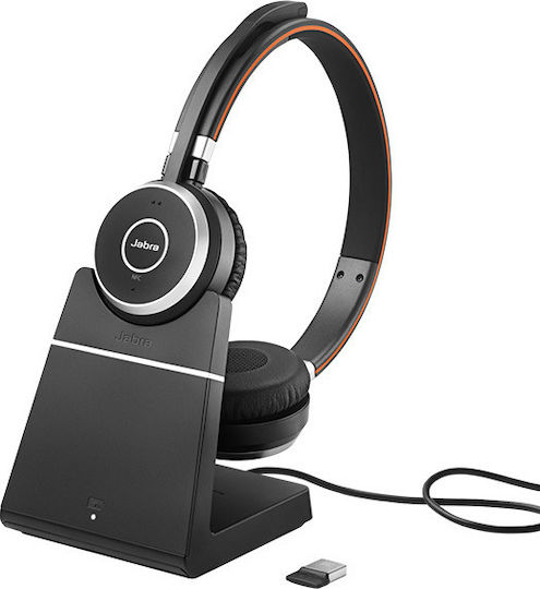 Jabra Evolve 65 UC Duo with Charging Stand Drahtlos Auf dem Ohr Multimedia-Headsets mit Mikrofon und Verbindung Bluetooth / USB-A in Schwarz Farbe