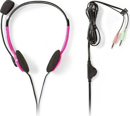 Nedis On Ear Multimedia Headphone with Microphone 3.5mm Jack Pink CHST100PK