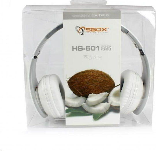 Sbox HS-501 Auf dem Ohr Multimedia-Headsets mit Mikrofon und Verbindung 3,5 mm Klinke in Weiß Farbe