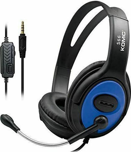 Komc S66 On Ear Gaming Headset με σύνδεση 3.5mm Blue